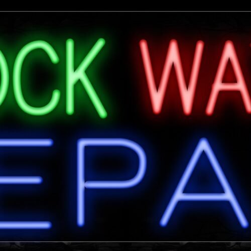 Image of 10529 Clock watch repair Neon Sign_13x32 Black Backing