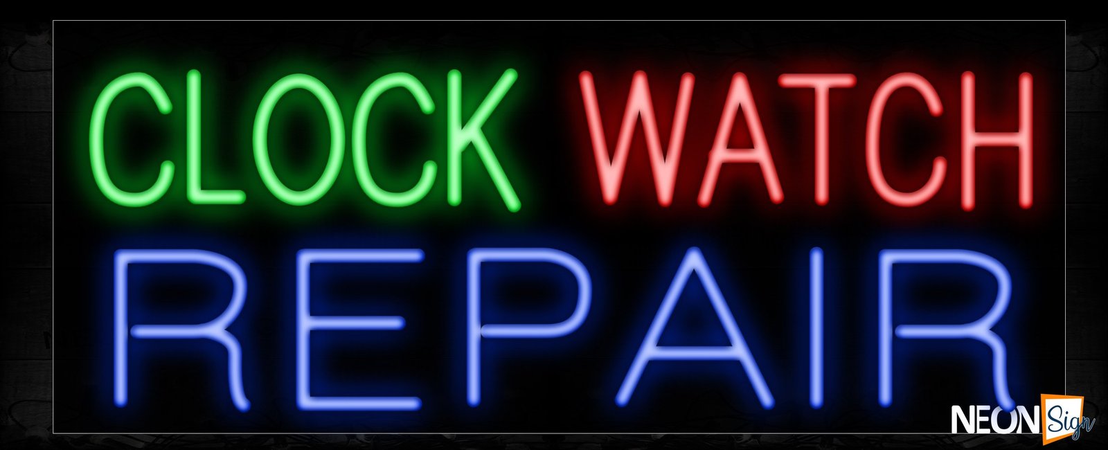 Image of 10529 Clock watch repair Neon Sign_13x32 Black Backing