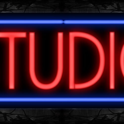 Image of 10630 Studio with border Neon Sign 13x32 Black Backing