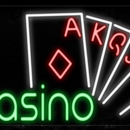 Image of 10673 Casino With Cards Neon Signs_20x37 Black Backing