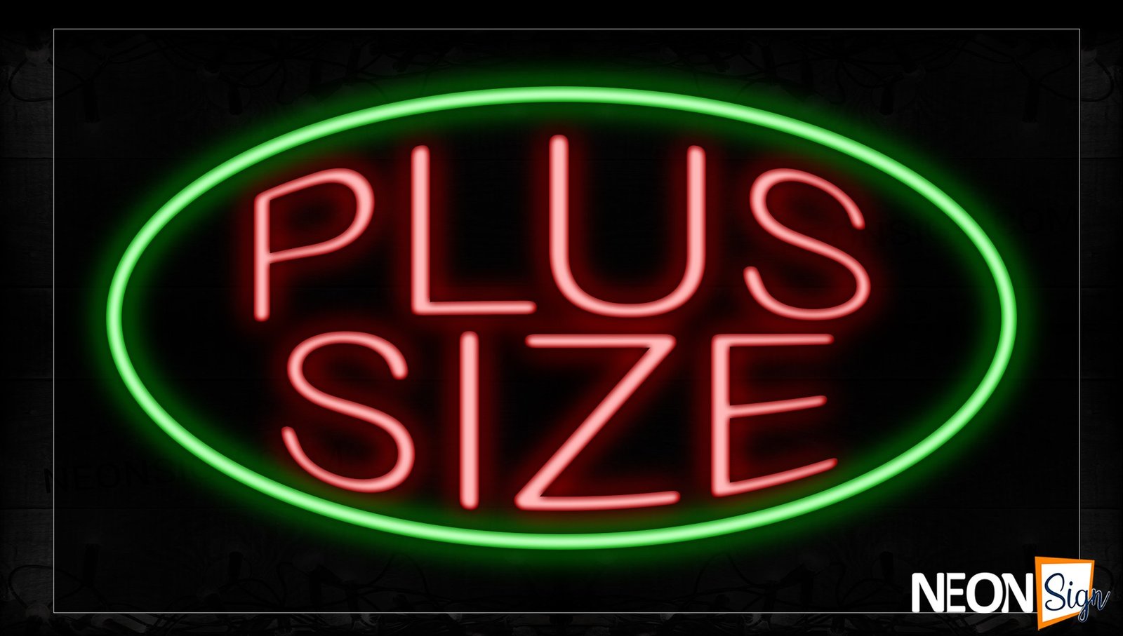 Image of 10694 Plus Size In Red With Green Oval Neon Signs_17x30 Black Backing