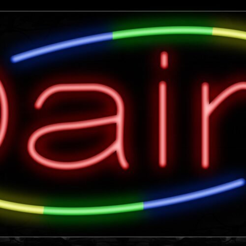 Image of 10776 Dairy with curve border Neon Sign_13x32 Black Backing