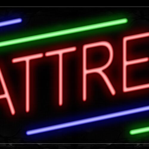 Image of 10833 Mattress With Green And Blue Lines Neon Signs_13x32 Black Backing