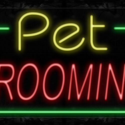 Image of 11069 Pet Grooming With Border Neon Sign_20x37 Black Backing