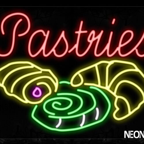Image of 11261 Pastries With Bread Logo Neon Signs_20x37 Black Backing