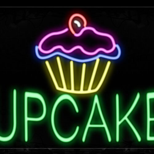 Image of 11281 Cupcakes With Logo Neon Signs_20x37 Black Backing