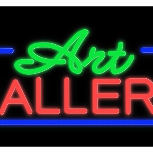 Image of 11351 art galler with blue border led bulb neon sign