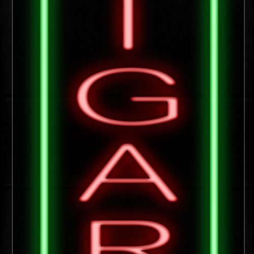 Image of 11533 Cigars In Red With Green Border (Vertical)_13x32 Black Backing
