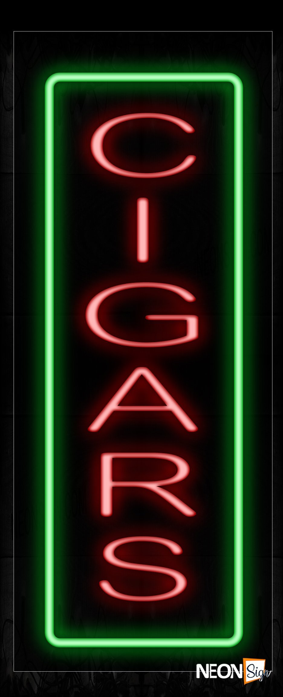 Image of 11533 Cigars In Red With Green Border (Vertical)_13x32 Black Backing