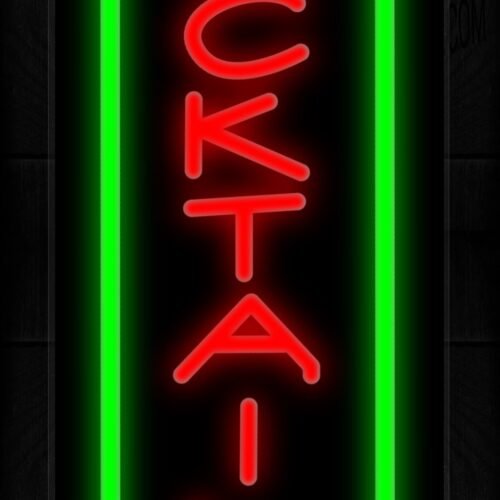 Image of 11535 Cocktails with vertical line Neon Sign 13x32 Black Backing