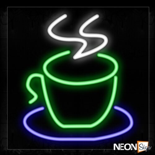 Image of 12217 Hot Cup Image Vertical Border Neon Signs_17x17 Black Backing