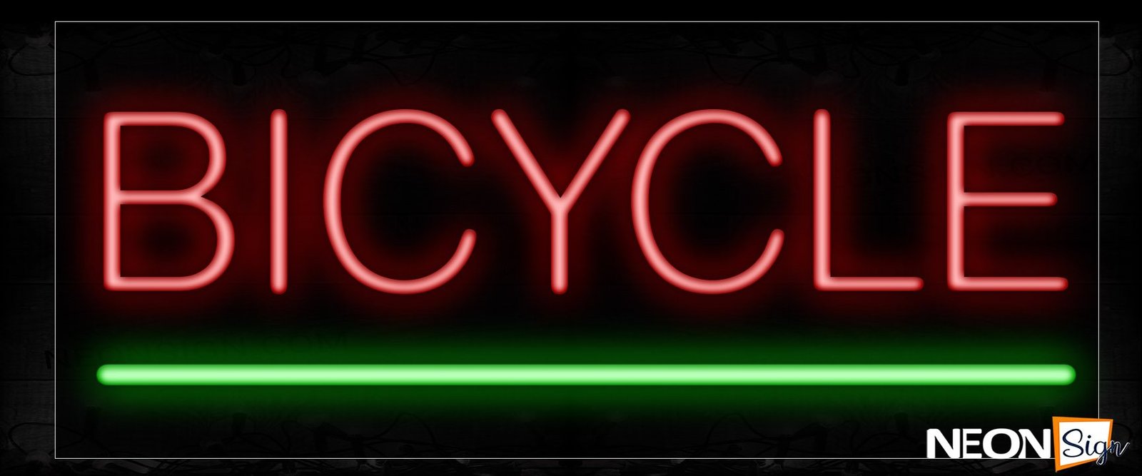 Image of 12356 Bicycle In Red With Green Line Neon Signs_10x24 Black Backing