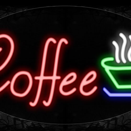 Image of 14035 Coffee With Mug Logo Neon Signs_17x30 Contoured Black Backing