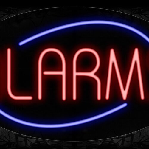 Image of 14137 Alarms With Circle Border Neon Signs_17x30 Contoured Black Backing
