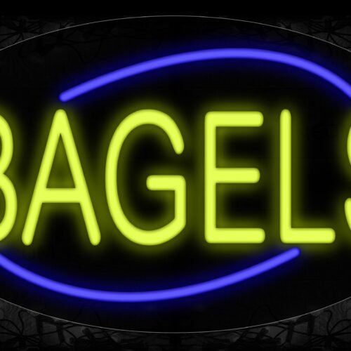 Image of 14144 Bagels With Curve Line Neon Signs_17x30 Contoured Black Backing