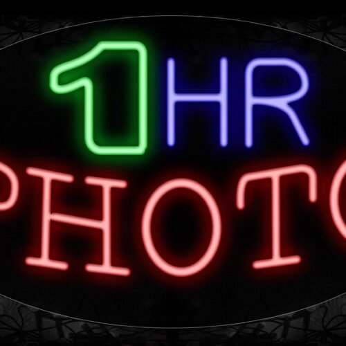 Image of 14292 1 Hr Photo Neon Signs_17x30 Contoured Black Backing
