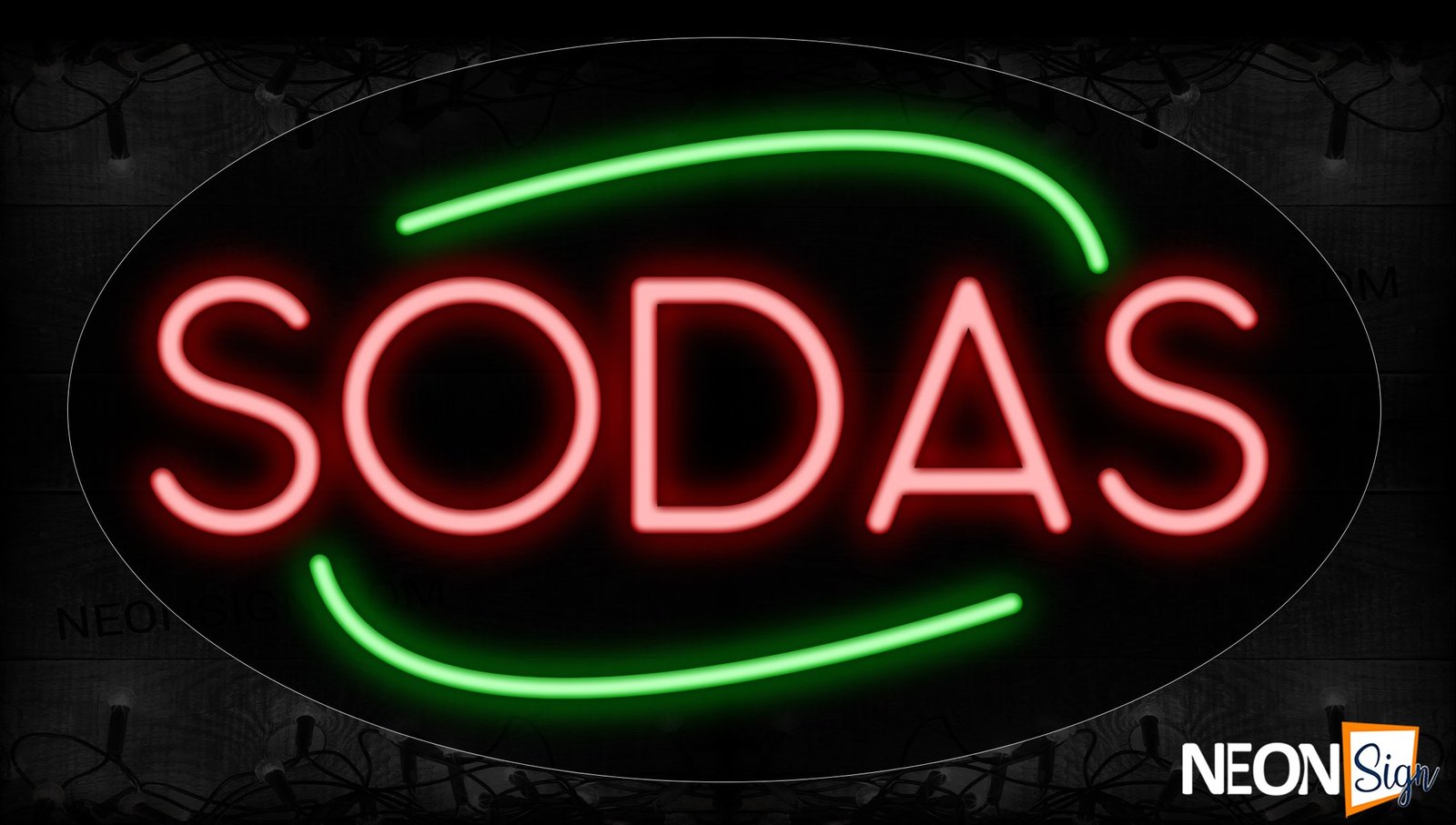 Image of 14299 Red Sodas Traditional Neon_17x30 Contoured Black Backing