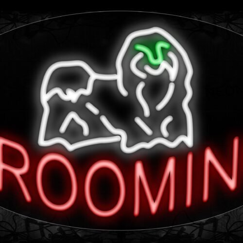 Image of 14348 Grooming And Dog Logo Neon Sign_17x30 Contoured Black Backing