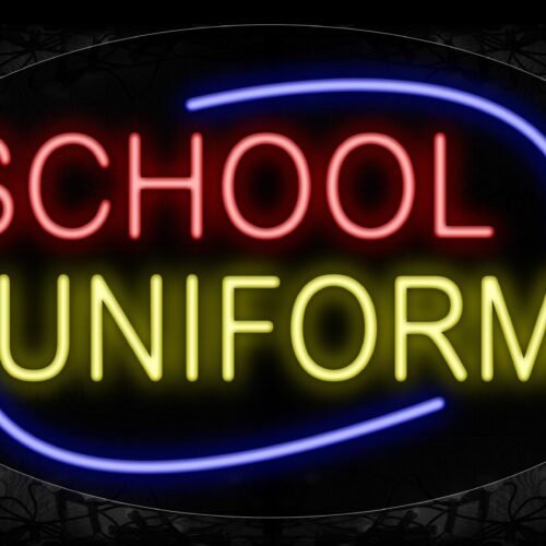 Image of 14488 School Uniforms With Arc Border Neon Signs_17x30 Contoured Black Backing