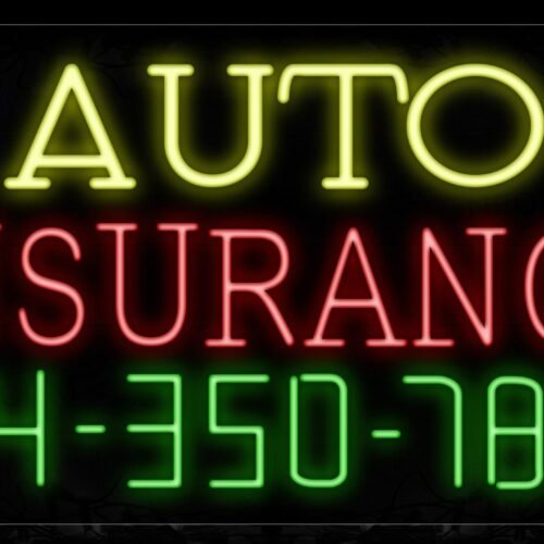 Image of 15041 Auto Insurance And Phone Number With Blue Lines Neon Signs_20x37 Black Backing