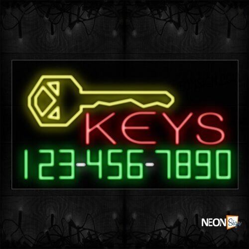 Image of 15076 Key And Phone Number With Logo Neon Signs_20x37 Black Backing