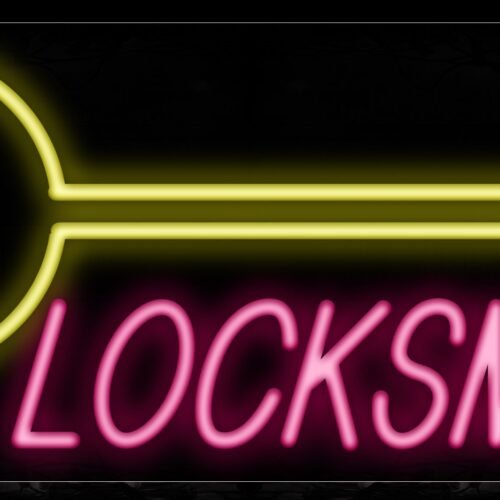 Image of 10088 Locksmith with key logo Neon Sign_13x32 Black Backing
