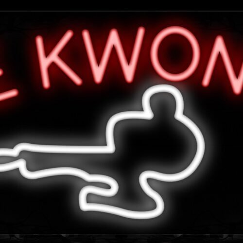Image of 10133 Tae Kwon Do with logo Neon Sign_13x32 Black Backing