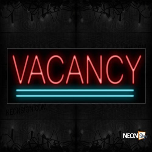 Image of 10142 Vacancy In Red With Aqua Lines Neon Sign_13x32 Black Backing