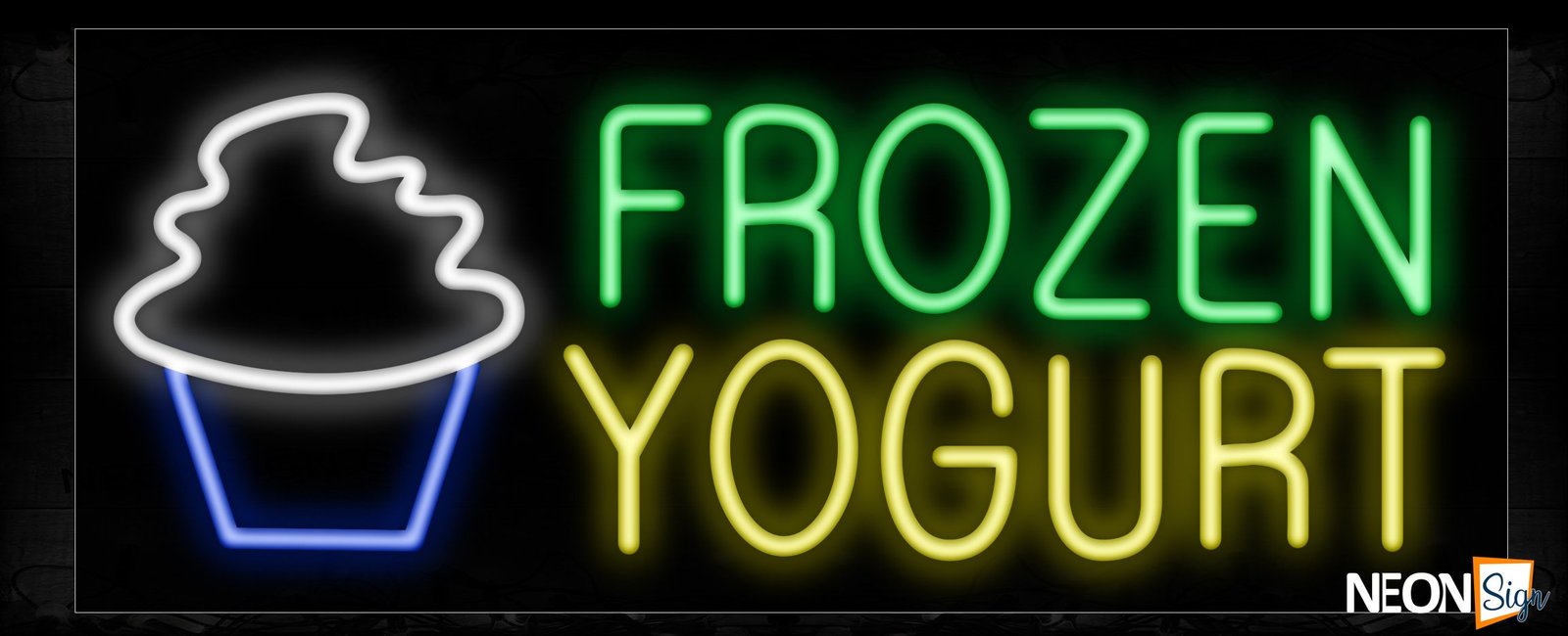 Image of 10147 Frozen Yogurt with logo Neon Sign_13x32 Black Backing