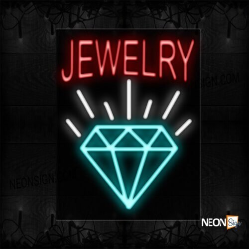 Image of 10396 Jewelry In Red With Diamond Logo Neon Sign_24x31 Black Backing