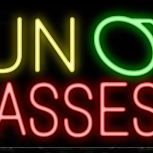 Image of 10404 sunglasses with frame glasses border led bulb sign_13x32 Black Backing