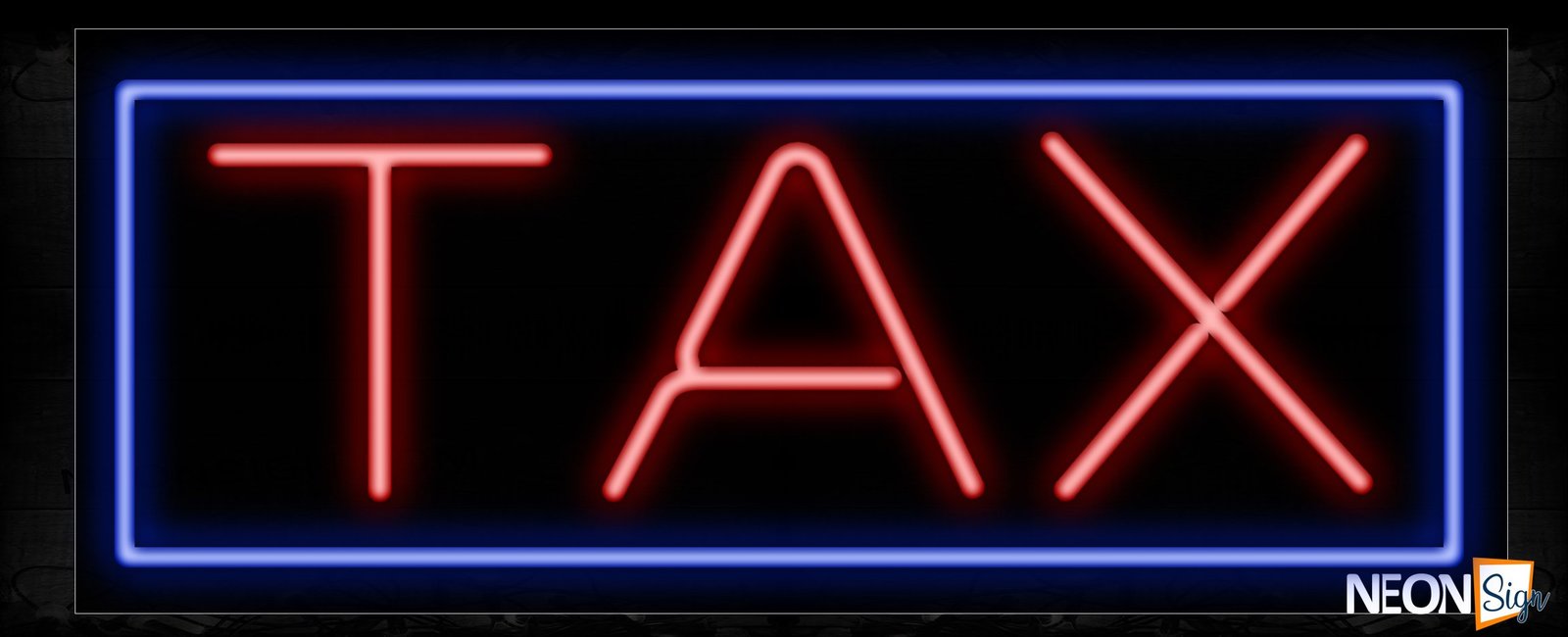 Image of 10473 Tax with border Neon Sign_13x32 Black Backing