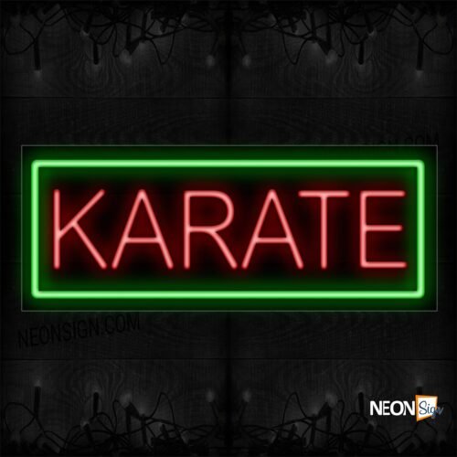 Image of 10566 Karate In Red With Green Border Neon Sign_13x32 Black Backing