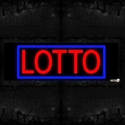 Image of 10570 Lotto in red with blue border Neon Sign 13x32 Black Backing