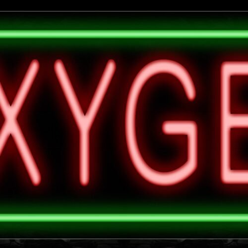 Image of 10603 Oxygen with border Neon Sign_13x32 Black Backing