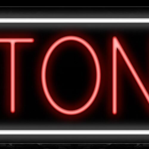 Image of 10629 STONE in red with white border Neon Sign_13x32 Black Backing