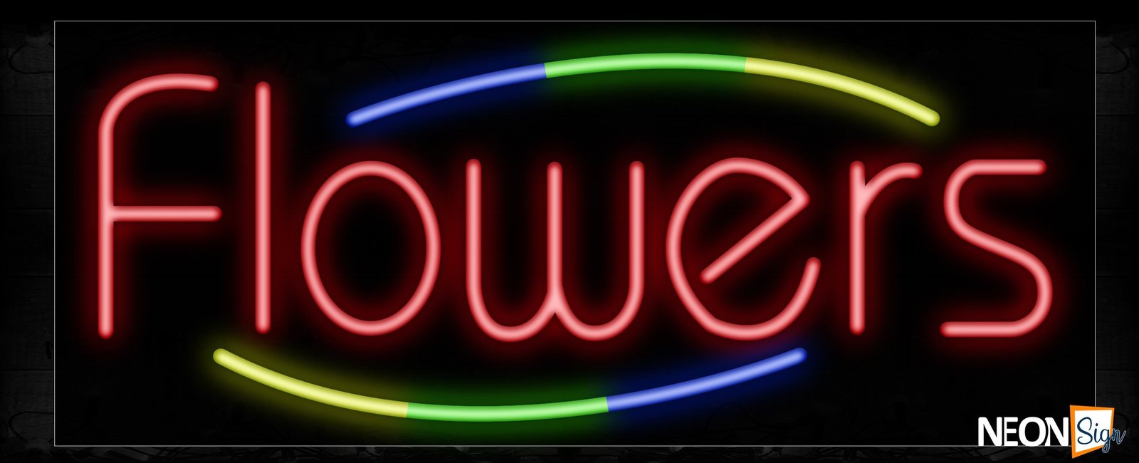 Image of 10795 Flowers With Colored Ellipse Traditional Neon_13x32 Black Backing