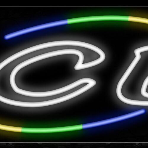 Image of 10814 Ice with arc border Neon Sign_13x32 Black Backing