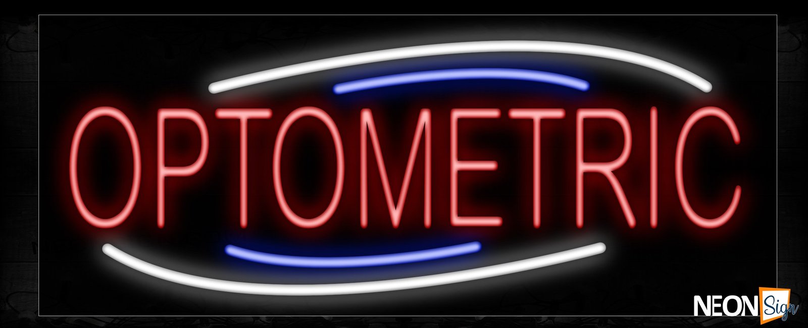 Image of 10861 Optometric With White And Blue Ellipse Traditional Neon_13x32 Black Backing
