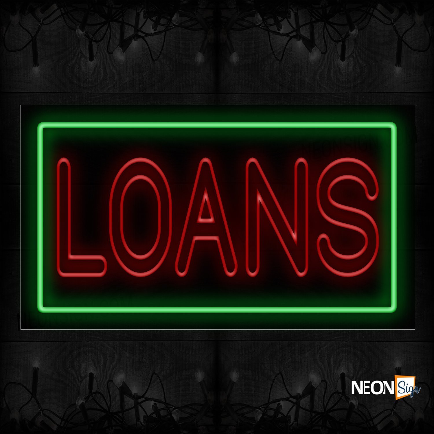 Image of 11089 Loans With Border Neon Sign_20x37 Black Backing