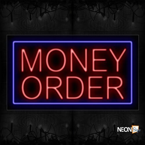 Image of 11094 Money Order With Blue Border Traditional Neon_20x37 Black Backing