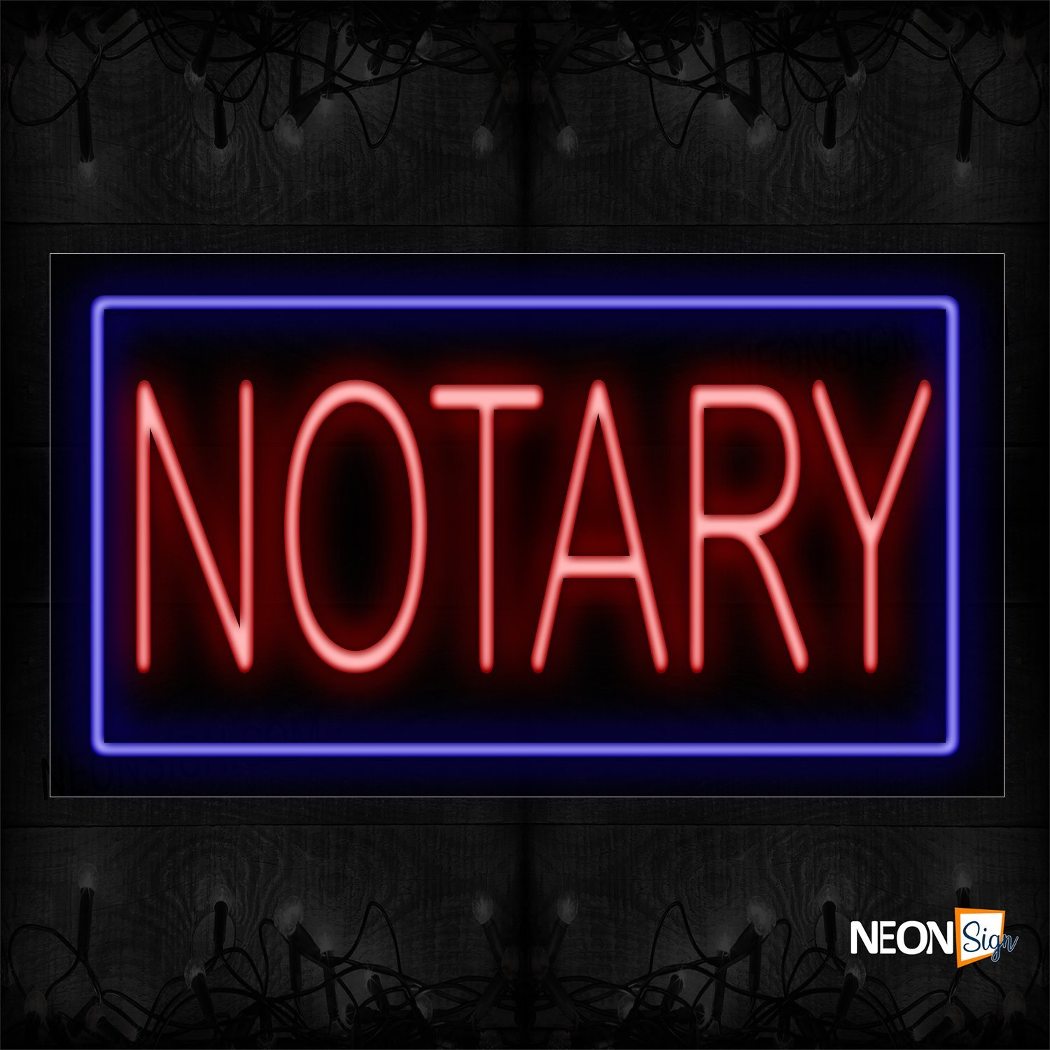 Image of 11099 Notary With Border Neon Sign_20x37 Black Backing