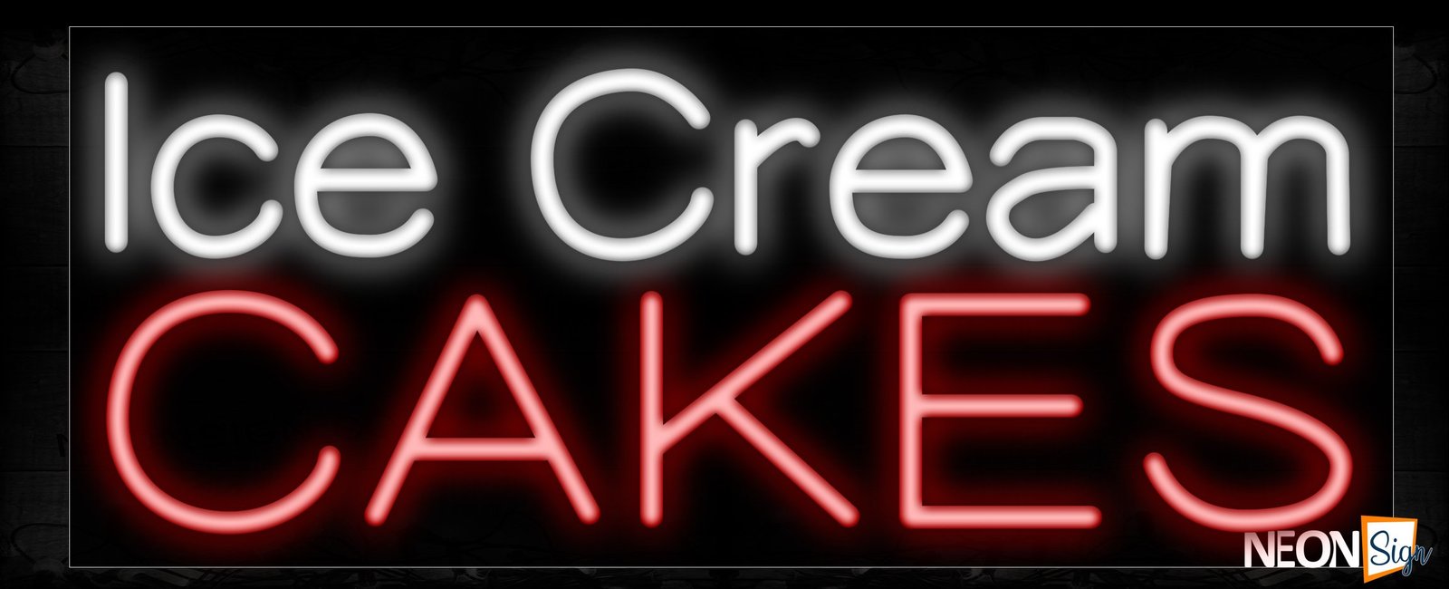 Image of 11430 Ice Cream Cakes Neon Sign_13x32 Black Backing