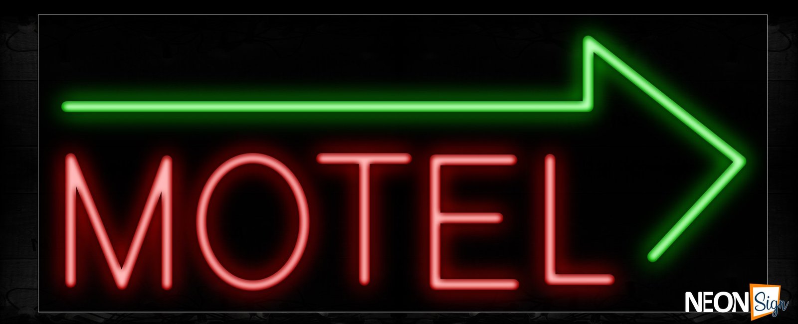 Image of 11442 Motel With Green Right Arrow Traditional Neon_13x32 Black Backing