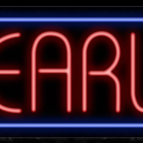 Image of 11458 Pearls in red with blue border Neon Sign_13x32 Black Backing