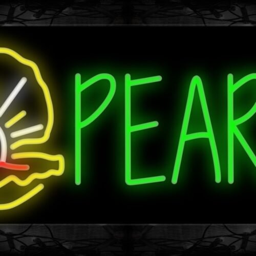Image of 11459 Pearls with logo Neon Sign 13x32 Black Backing