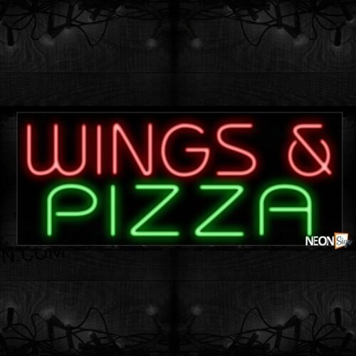 Image of 11506 Wings & Pizza Neon Sign 13x32 Black Backing