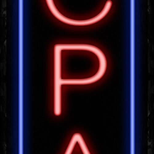 Image of 11536 CPA in red with blue border (Vertical) Neon Sign_ 32x12 Black Backing