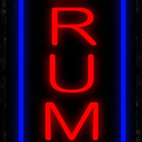 Image of 11544 Drums in red with blue border (Vertical) Neon Sign_ 32x12 Black Backing