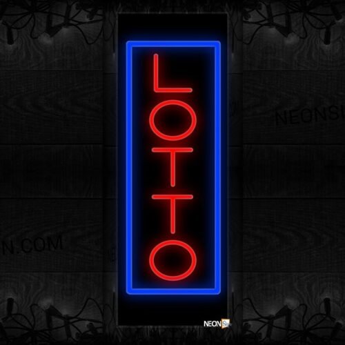 Image of 11586 Lotto in red with blue border (Vertical) Neon Sign 13x32 Black Backing(1)